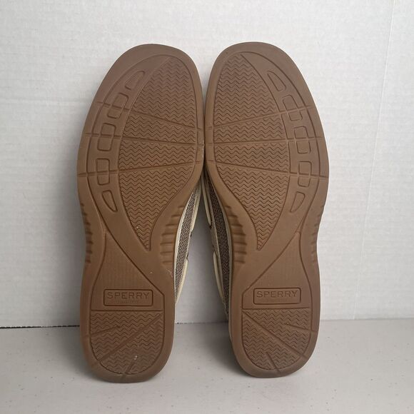 Sperry Top Sider Angelfish Boat Shoe Linen & Gold Size 7.5 Slip on Loafer EUC - Picture 6 of 15